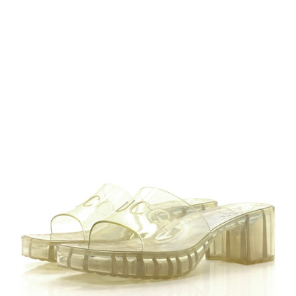 Gucci Rubber Gucci Logo Womens Platform 20/60mm Slide Sandals 38 Transparent 3 of 8