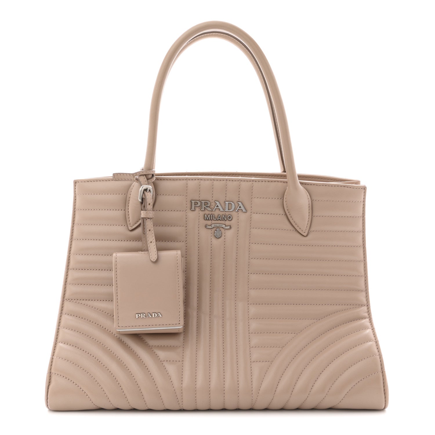 Prada Soft Calfskin Impunture Diagramme Tote Cipria 1 of 12