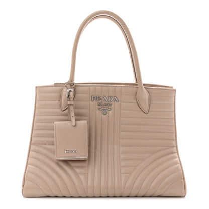 Prada Soft Calfskin Impunture Diagramme Tote Cipria 1 of 12
