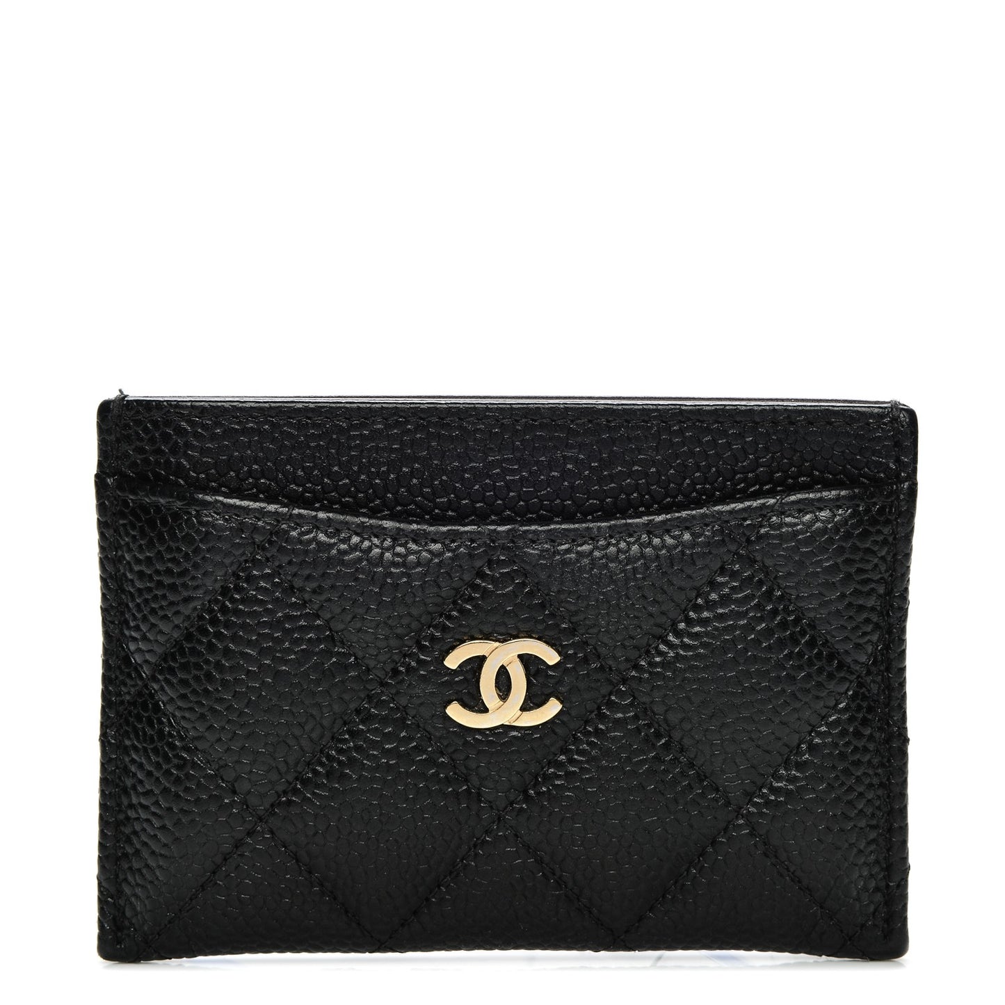 Caviar Quilted Card Holder Black