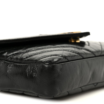 Saint Laurent Shiny Calfskin Matelasse Chevron Monogram Mini College Bag Black 9 of 11
