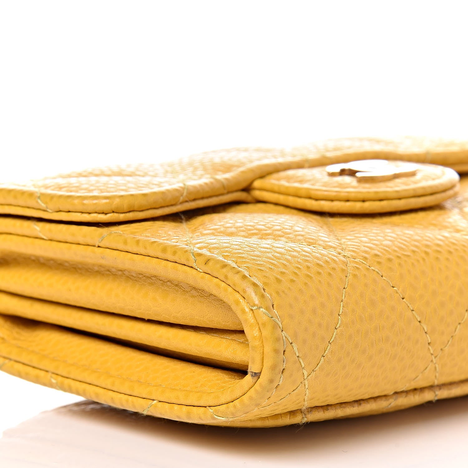Chanel Caviar Quilted Card Holder Wallet Yellow 5 of 14