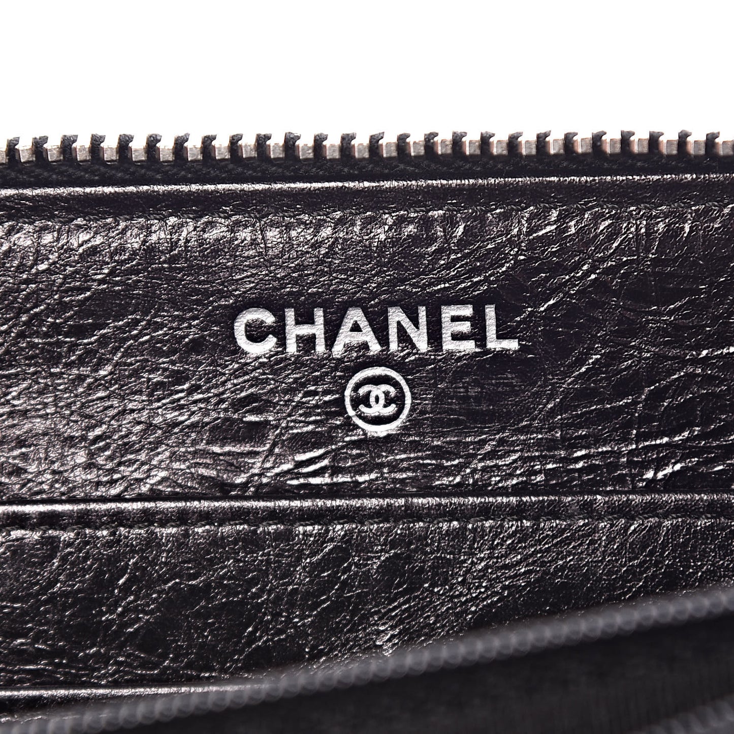 Aged Calfskin Striped Reissue Zip Around Wallet Black