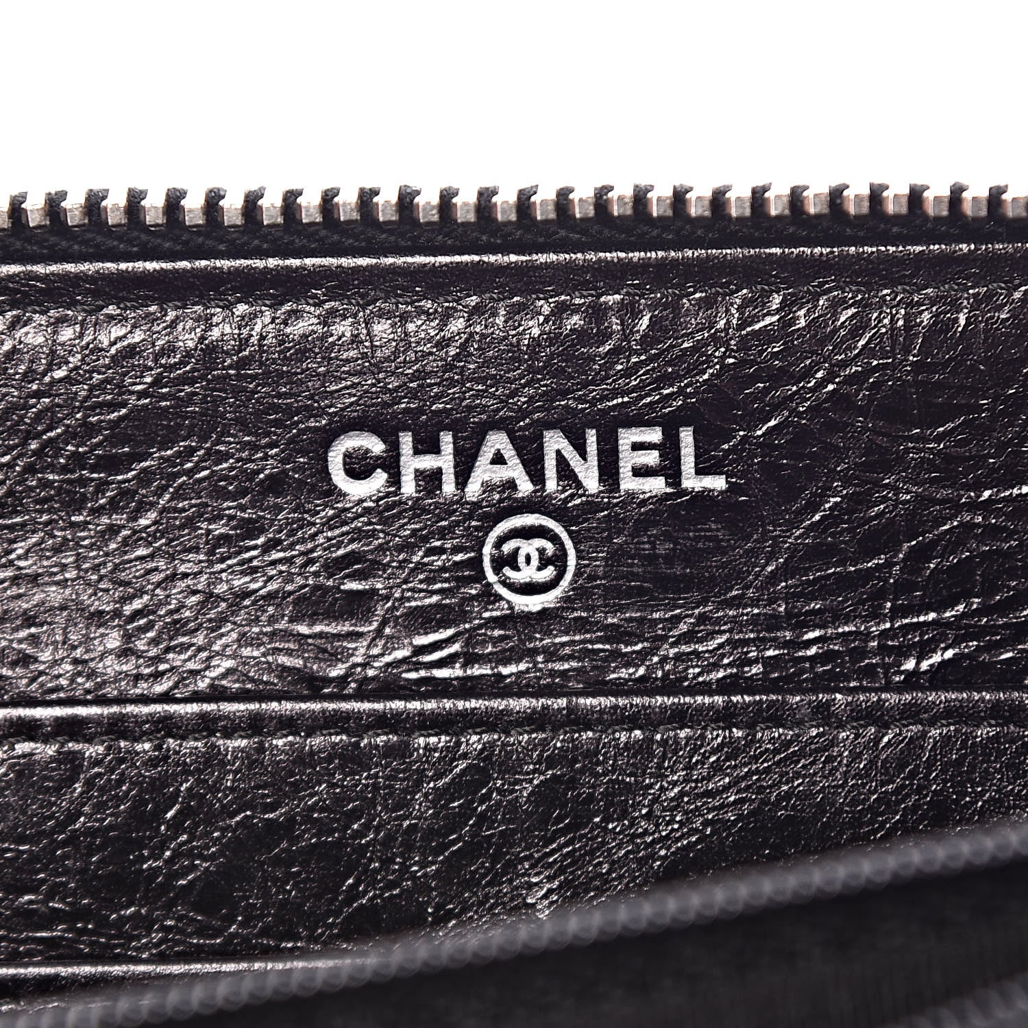 Chanel Aged Calfskin Striped Reissue Zip Around Wallet Black 6 of 10