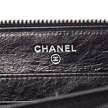 Chanel Aged Calfskin Striped Reissue Zip Around Wallet Black 6 of 10