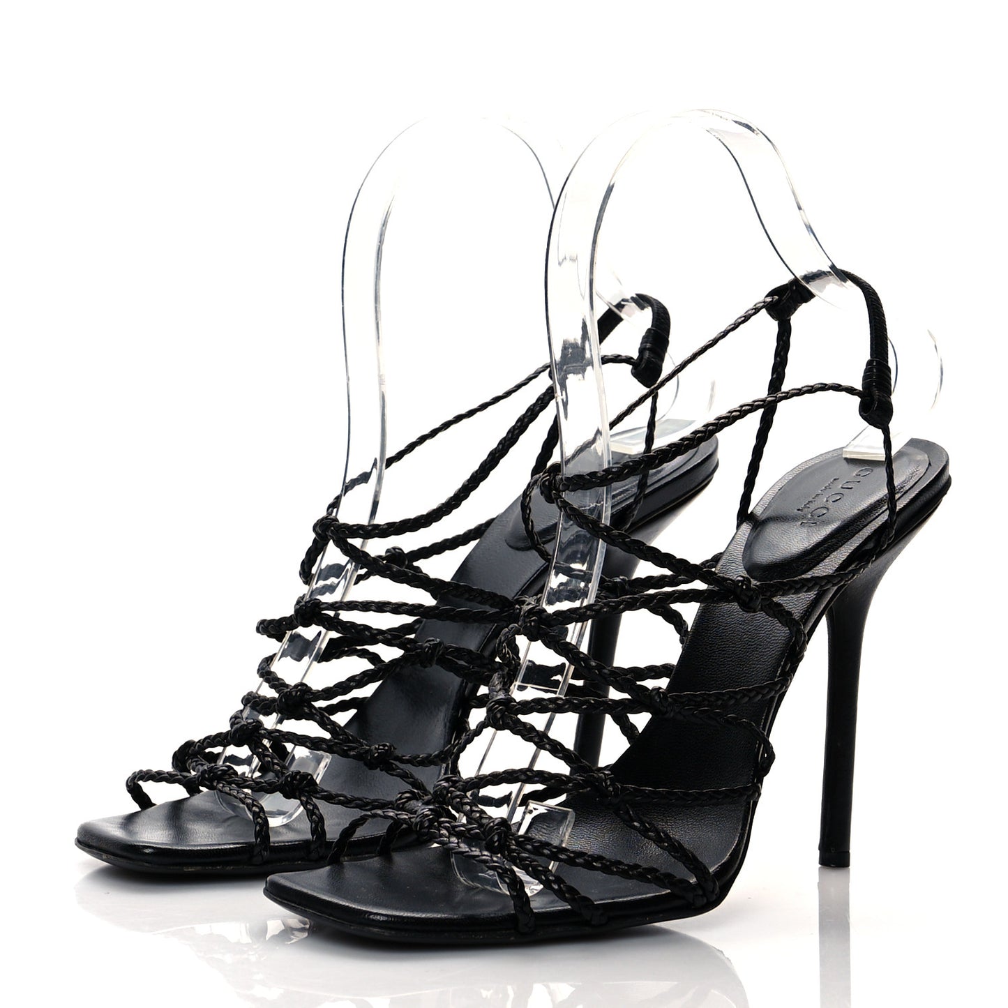 Caged Strappy High Heel Sandals 7 Black