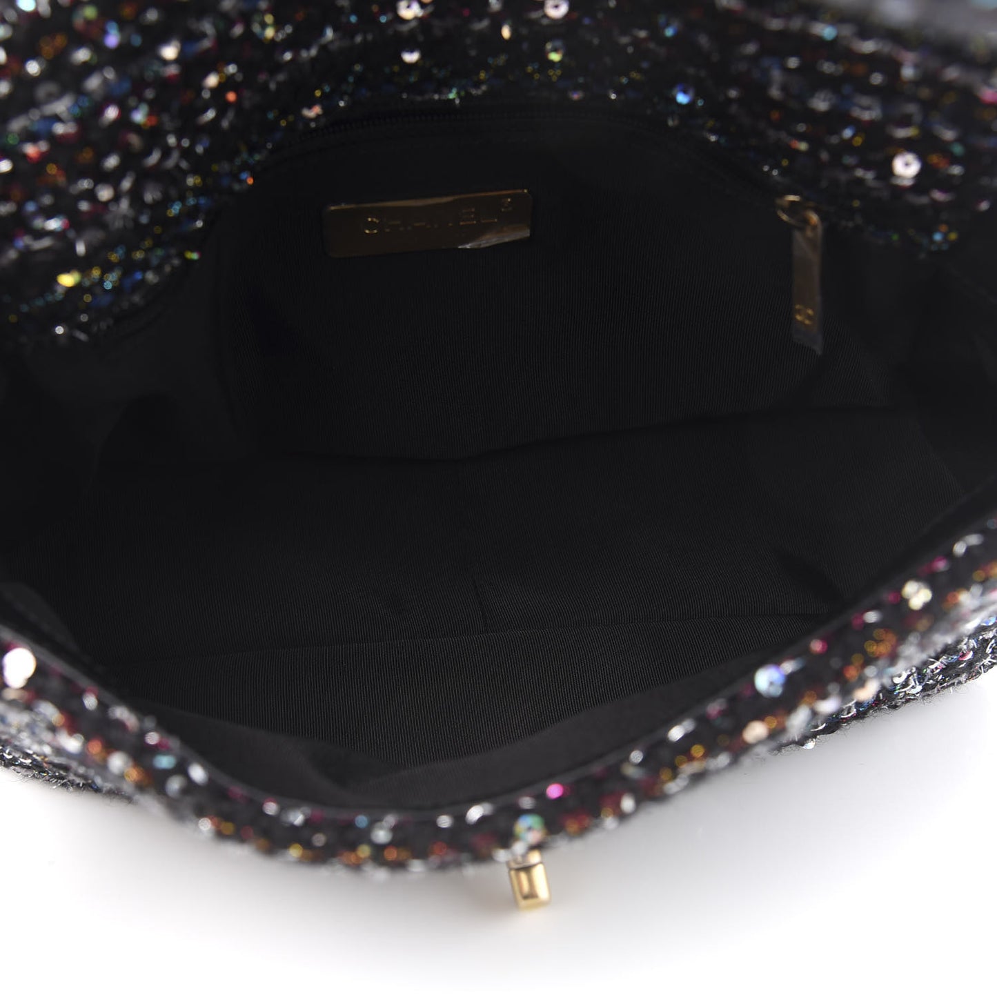 Tweed Sequin Quilted Medium 19 Flap Black Multicolor