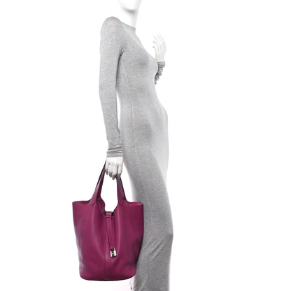 Hermes Taurillon Clemence Picotin Lock TGM Rose Pourpre 2 of 10