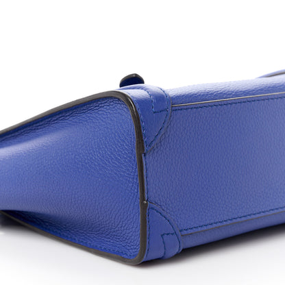Celine Drummed Calfskin Nano Luggage Indigo 8 of 10