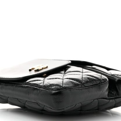 Chanel Glazed Calfskin Quilted Double Pocket Crossbody Flap Black 9 of 10