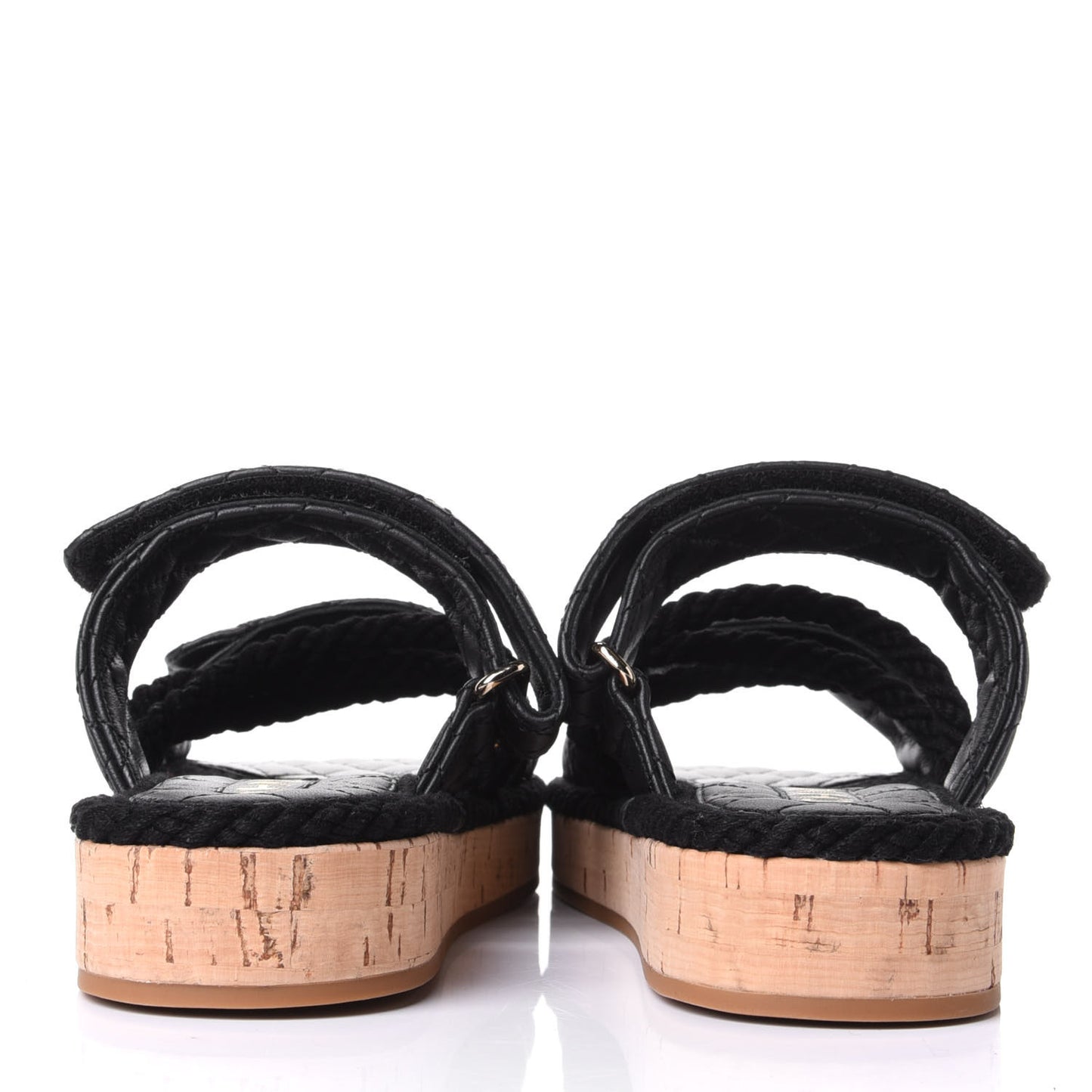 Cord Lambskin Quilted Logo Mules 37 Black