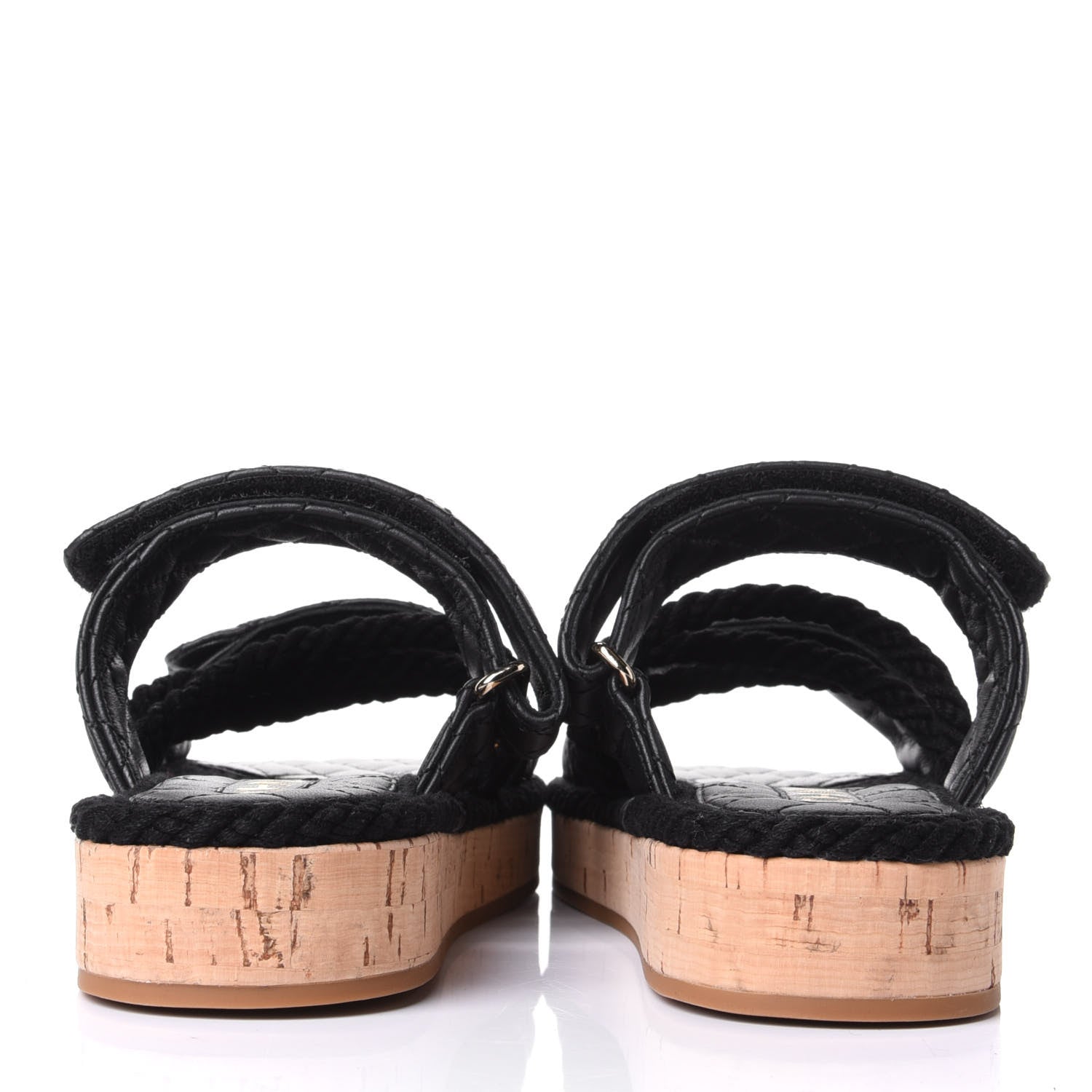 Chanel Cord Lambskin Quilted Logo Mules 37 Black 6 of 10