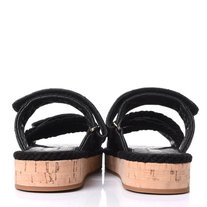 Chanel Cord Lambskin Quilted Logo Mules 37 Black 6 of 10