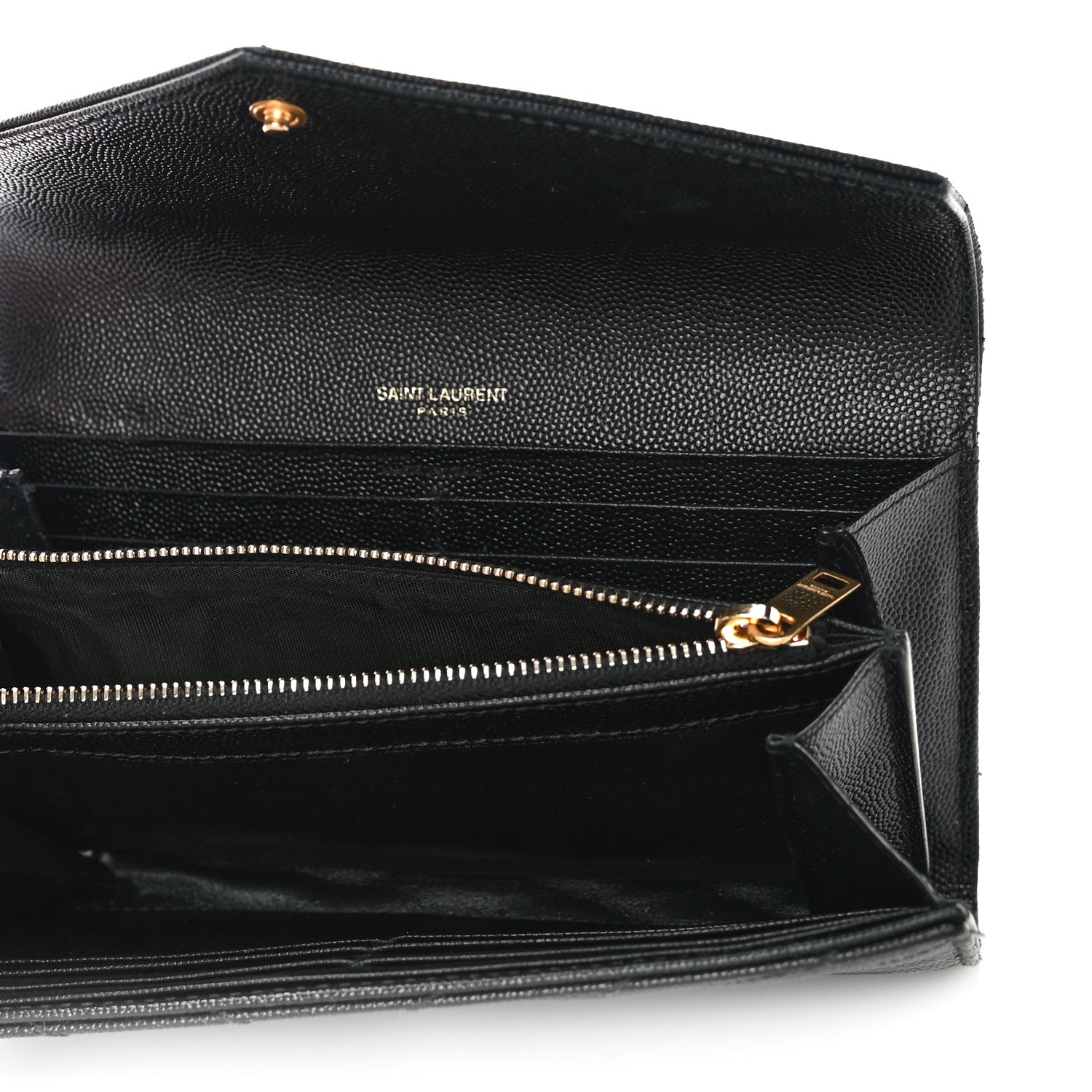 Saint Laurent Grain De Poudre Matelasse Chevron Monogram Flap Wallet Black 5 of 14
