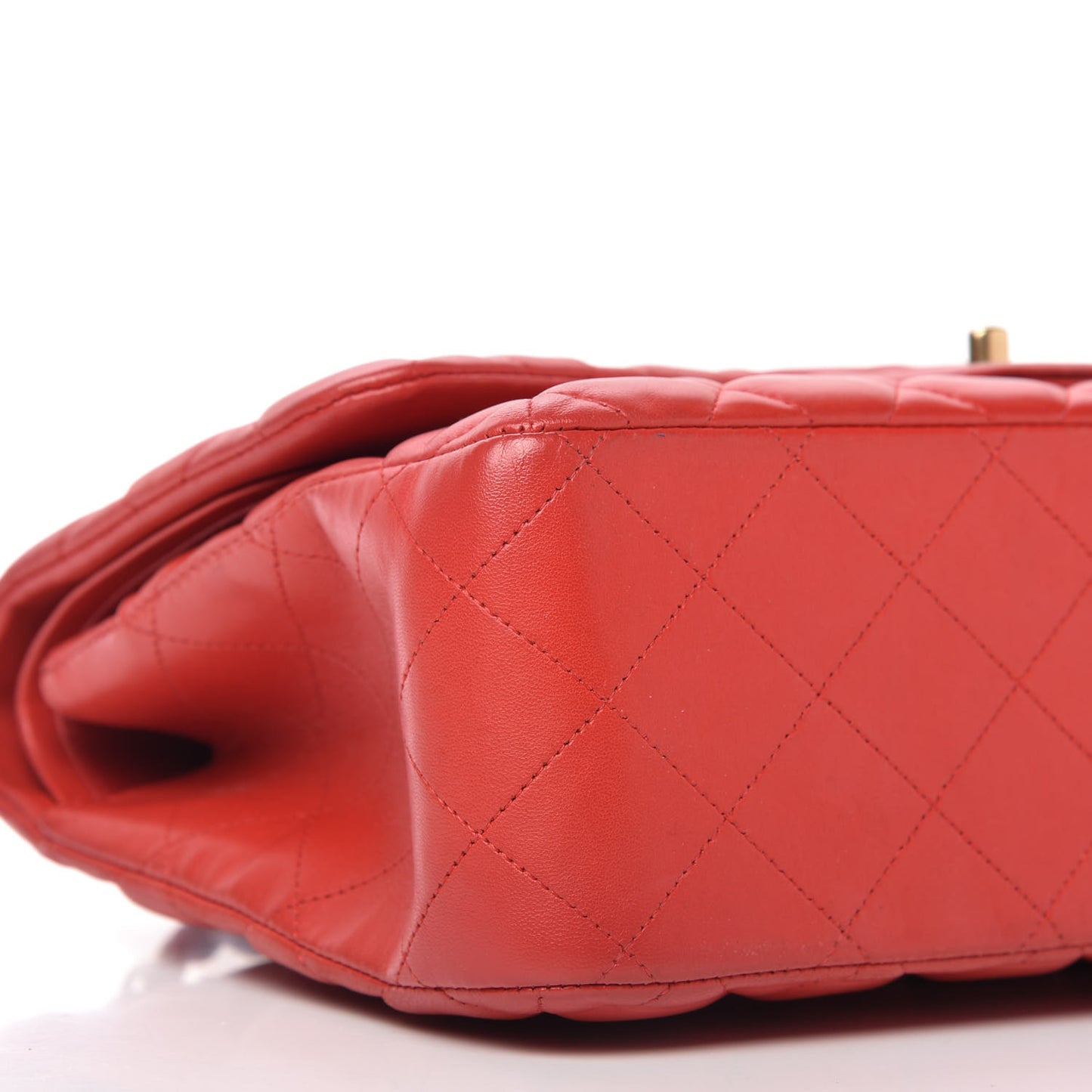 Lambskin Quilted Jumbo Double Flap Red