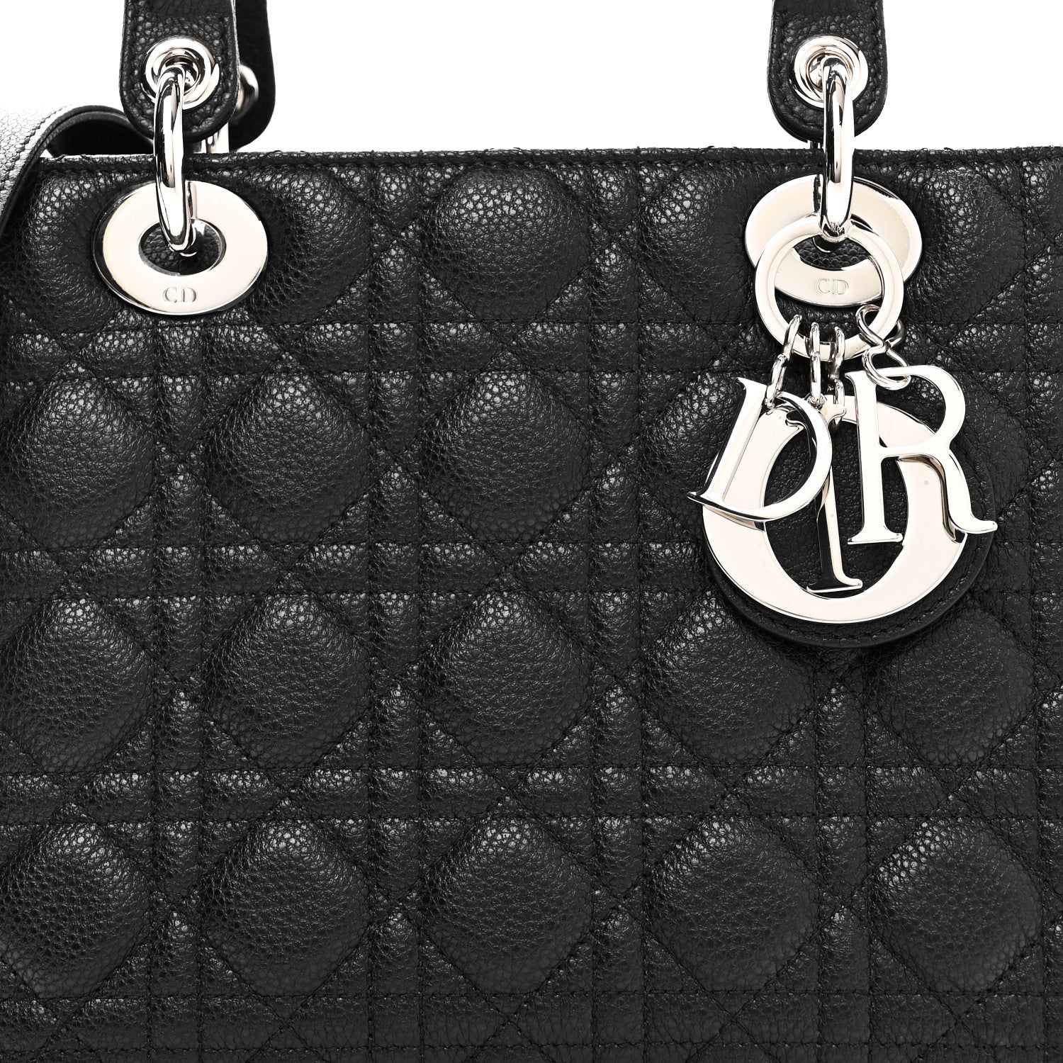 Christian Dior Grained Calfskin Cannage Medium Lady Dior Black 8 of 10