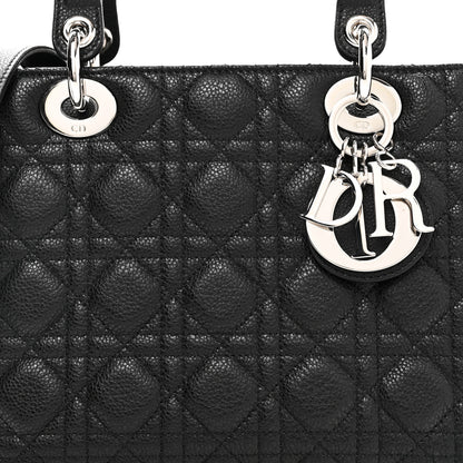 Christian Dior Grained Calfskin Cannage Medium Lady Dior Black 8 of 10