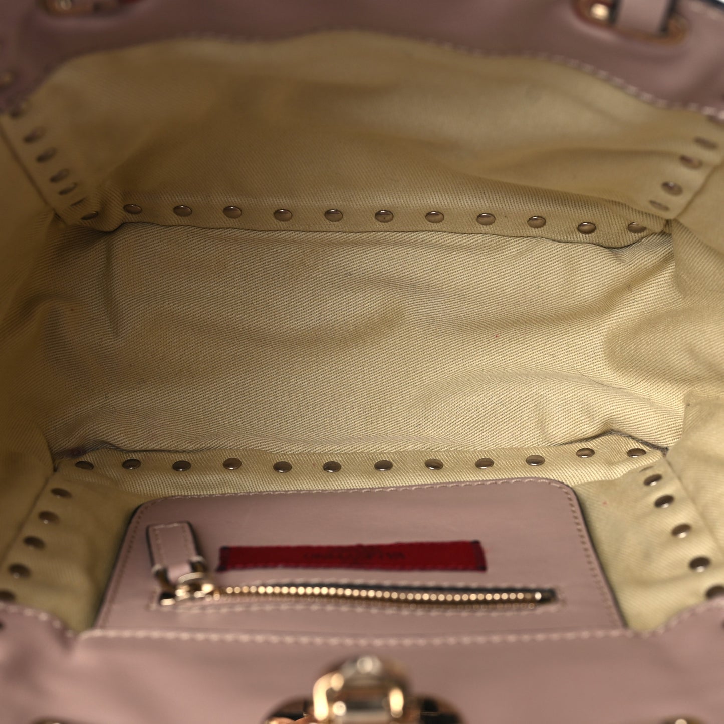 Vitello Mini Rockstud Tote Poudre