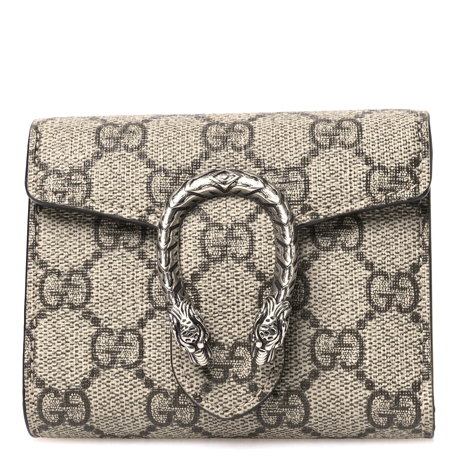 Gucci GG Supreme Monogram Dionysus Card Case Wallet Beige Taupe 1 of 6