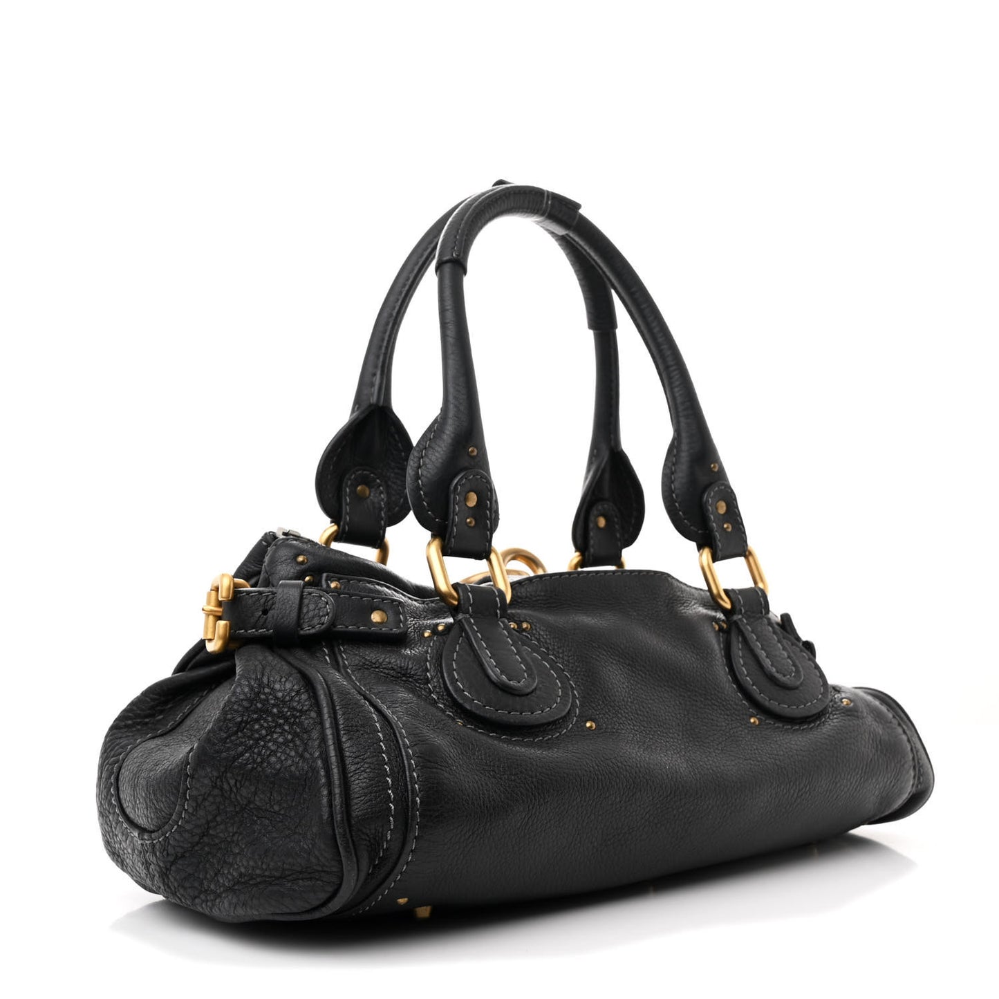 Calfskin Medium Paddington Satchel Black
