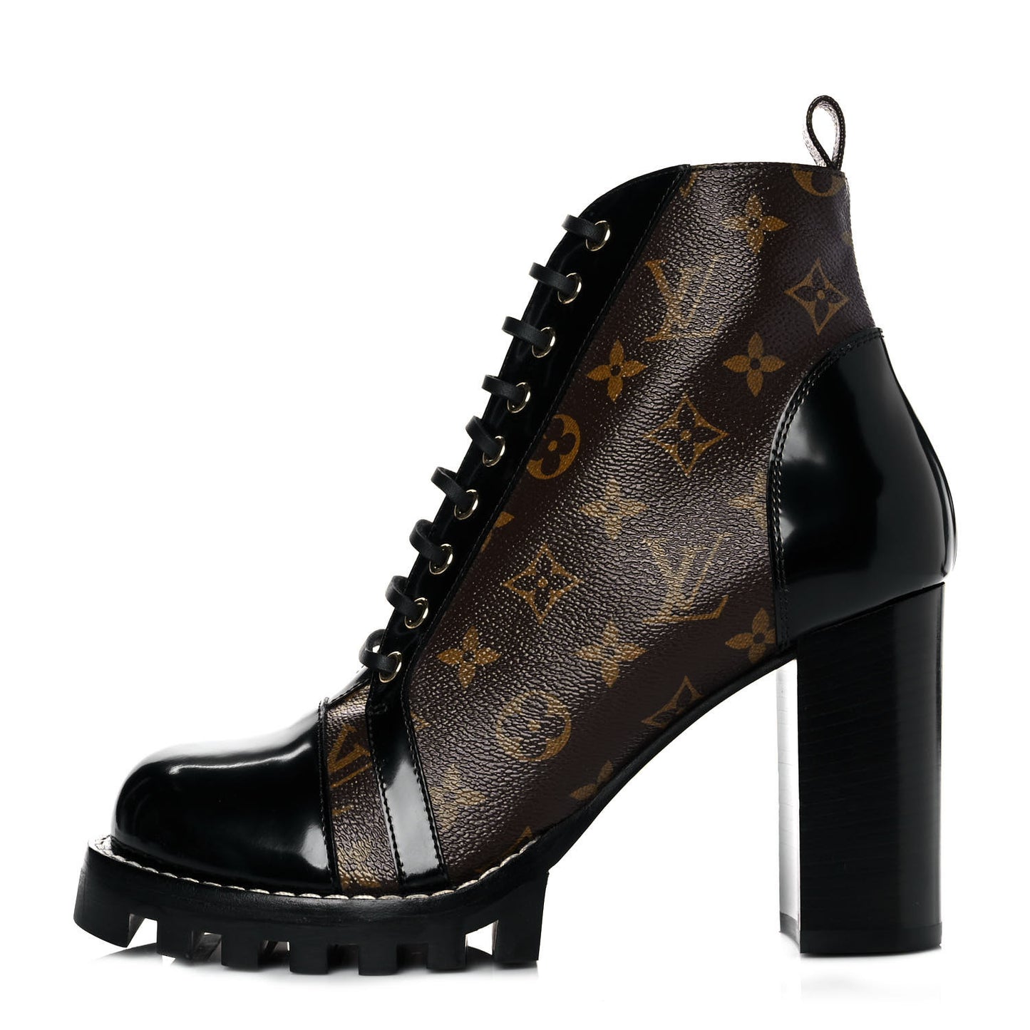 Patent Calfskin Monogram Star Trail Ankle Boots 41 Black
