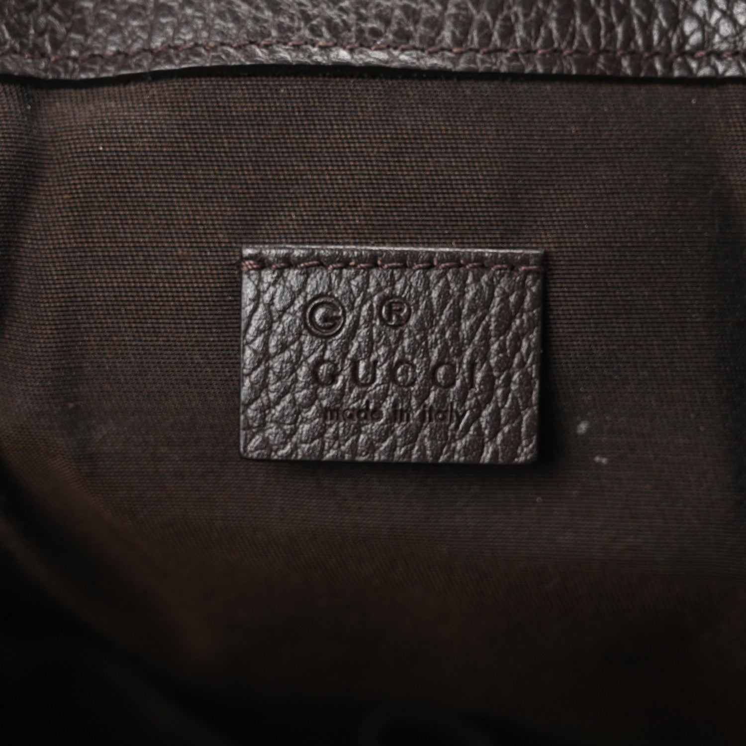 Gucci Monogram Dollar Calfskin O Drawstring Backpack Beige Ebony Testa di Moro Dark Chocolate 6 of 10