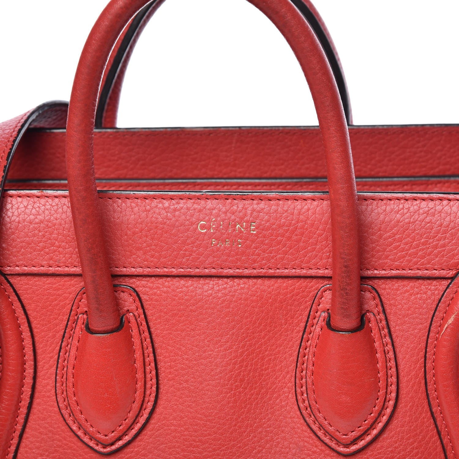 Celine Drummed Calfskin Nano Luggage Coquelicot 17 of 23