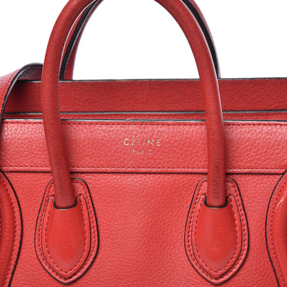 Celine Drummed Calfskin Nano Luggage Coquelicot 17 of 23
