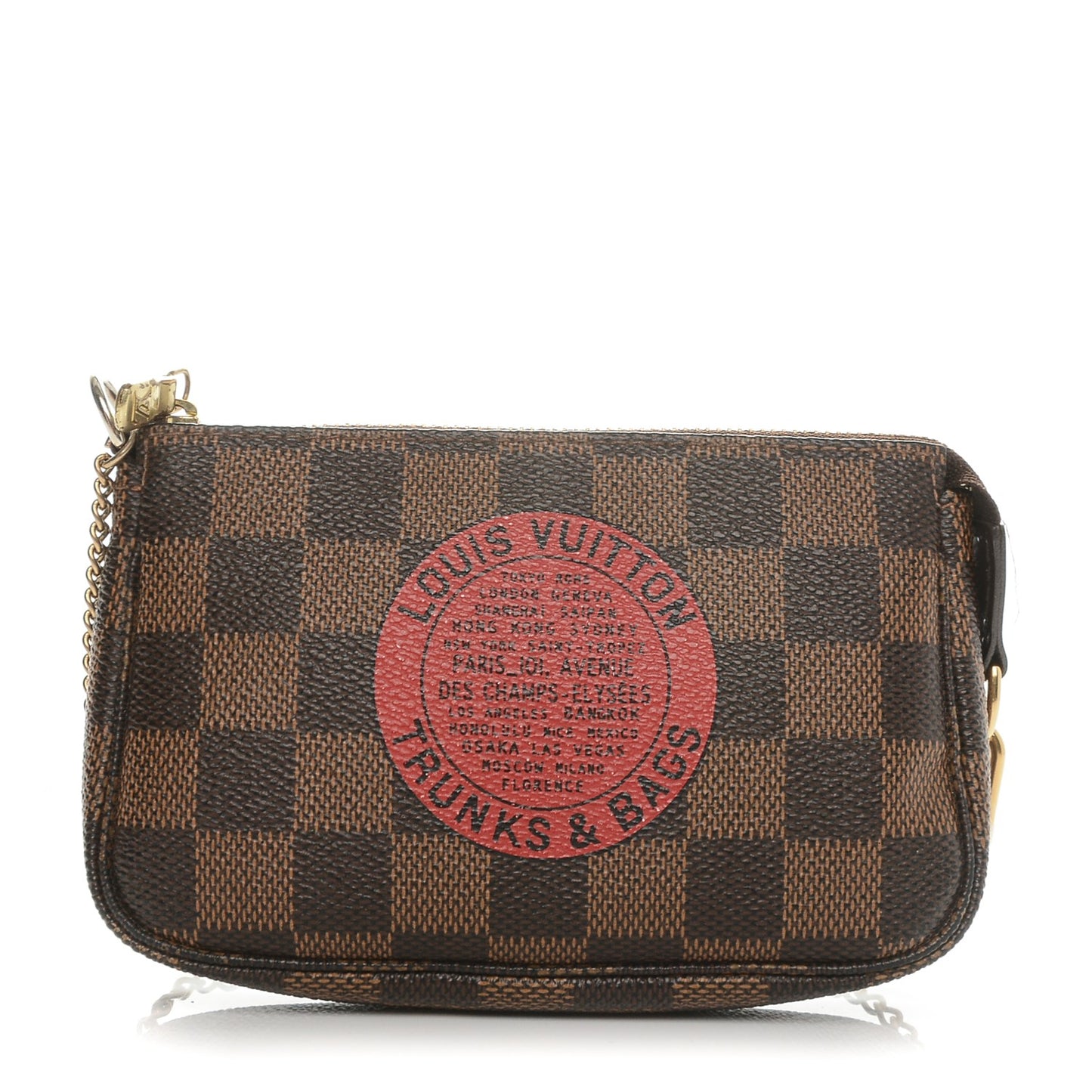 Damier Ebene Complice Trunks and Bags Mini Pochette Accessories Red