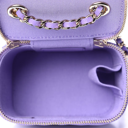 Chanel Caviar Quilted Mini Vanity Case With Chain Purple 4 of 9