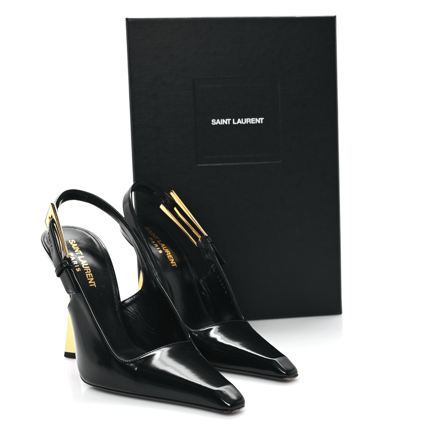 Glazed Calfskin Lee Slingback Pumps 37 Black