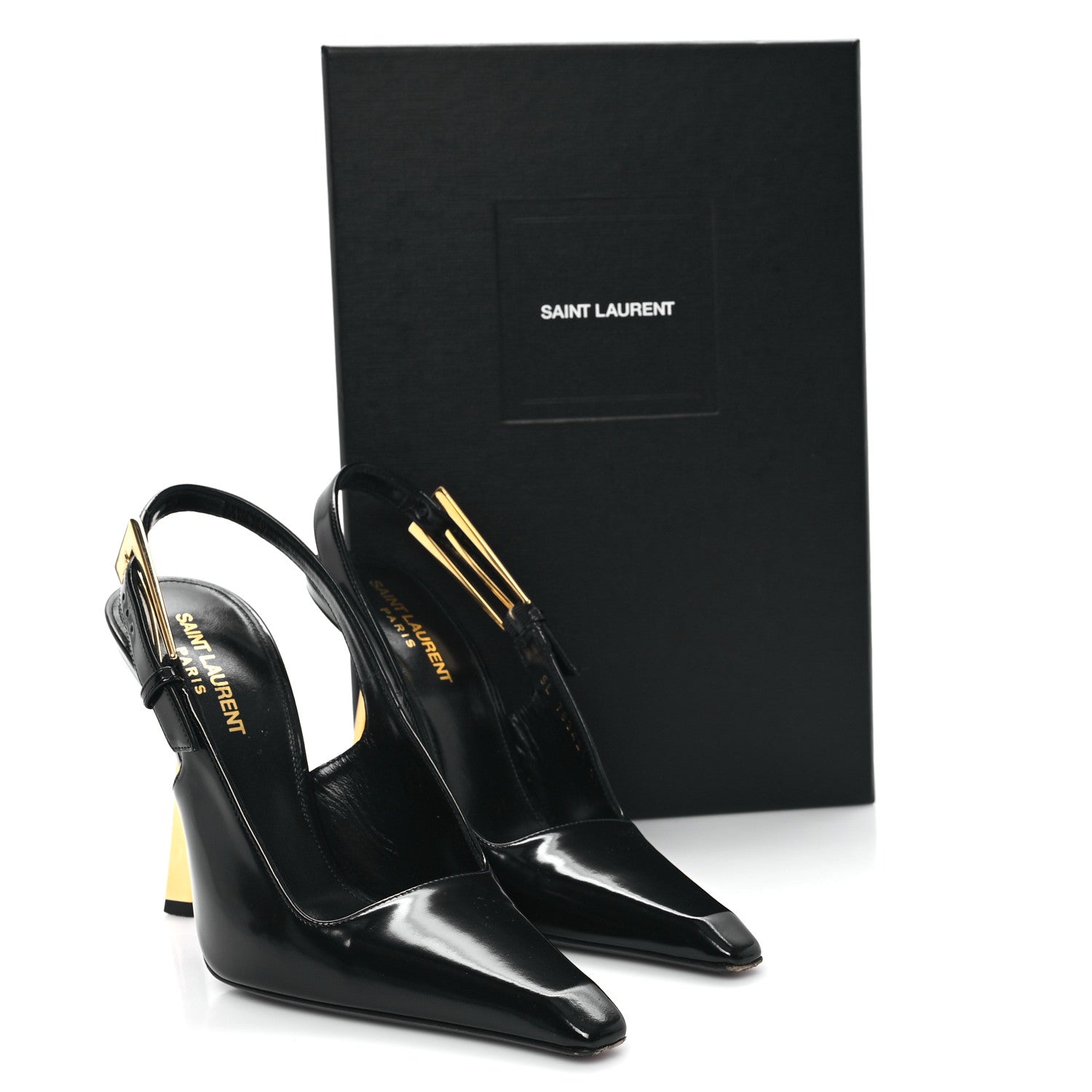 Saint Laurent Glazed Calfskin Lee Slingback Pumps 37 Black 11 of 11