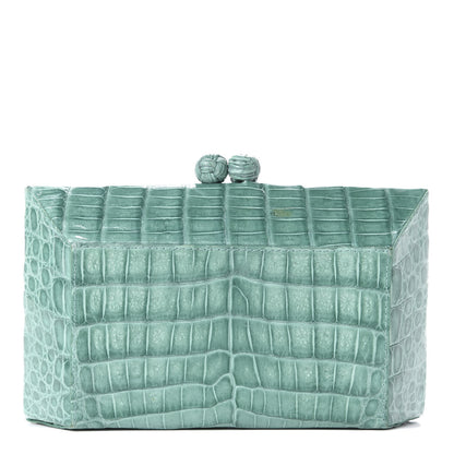 Nancy Gonzalez Crocodile Box Clutch Jade 1 of 7