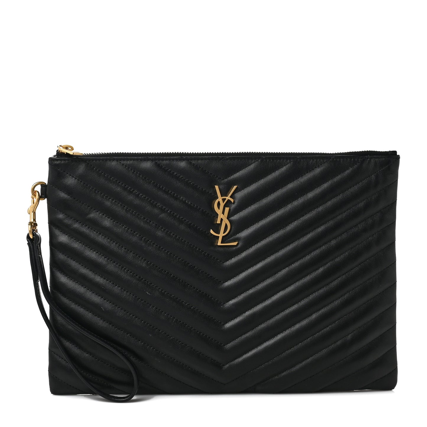 Calfskin Matelasse Monogram Cassandre Tablet Pouch Black