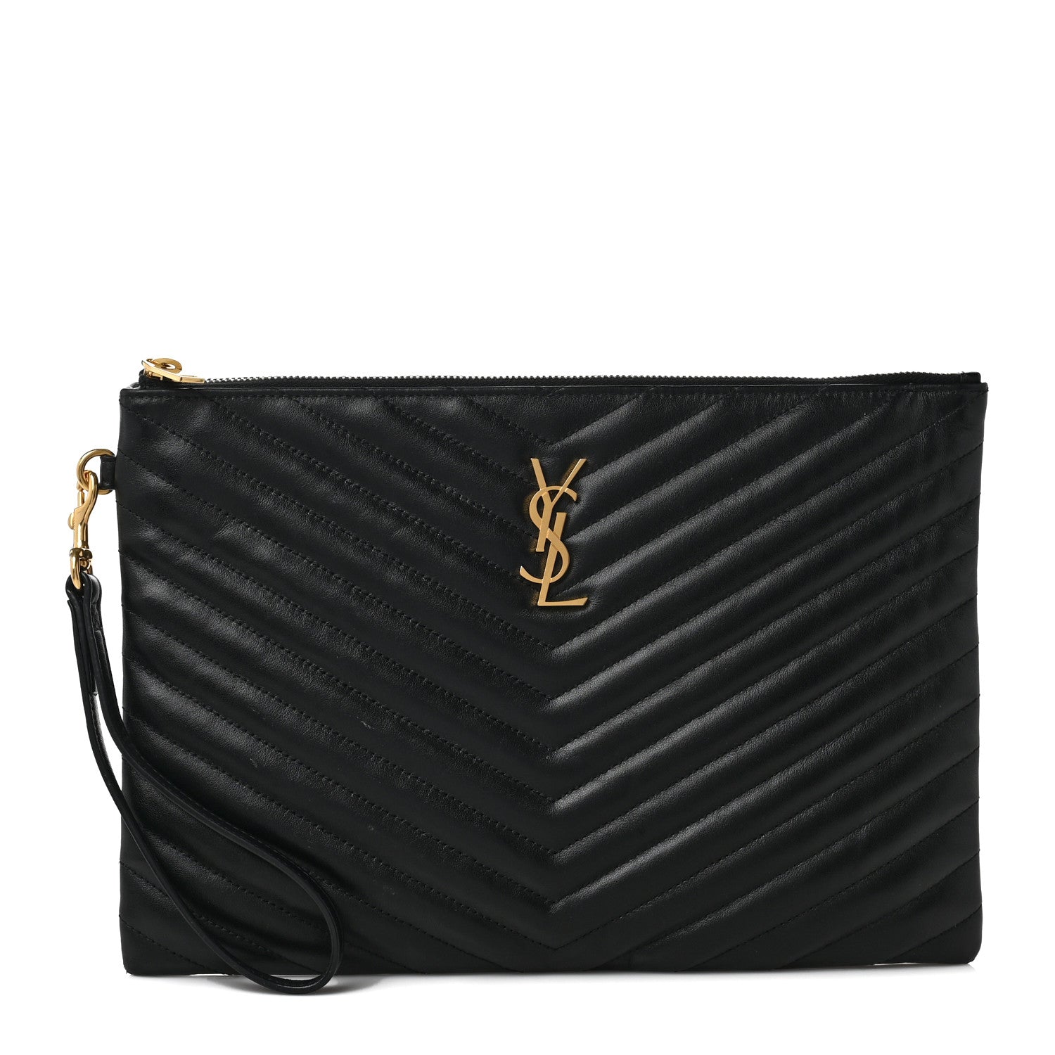 Saint Laurent Calfskin Matelasse Monogram Cassandre Tablet Pouch Black 1 of 7