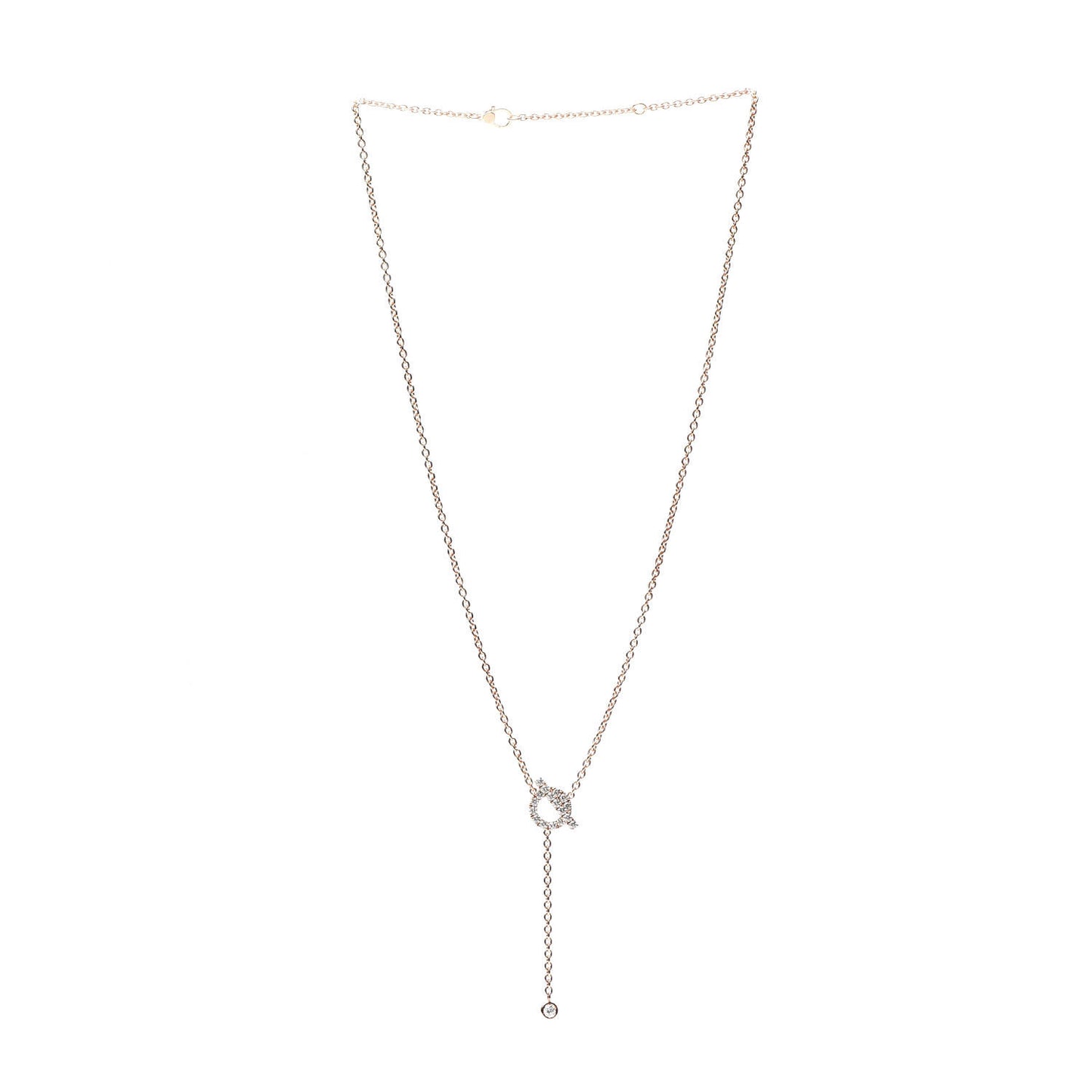 18K Rose Gold Diamond Finesse Lariat Necklace