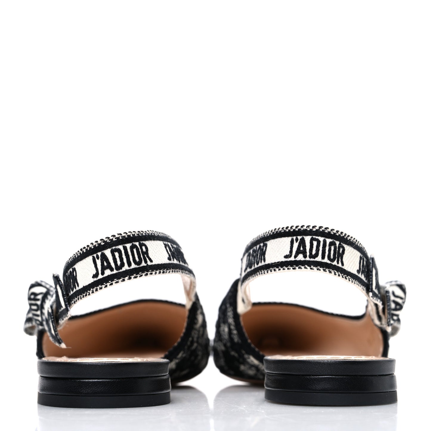 Tweed Ribbon J'Adior Slingback Ballet Flats 40 Black White