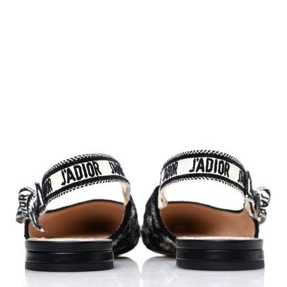 Christian Dior Tweed Ribbon J'Adior Slingback Ballet Flats 40 Black White 6 of 11