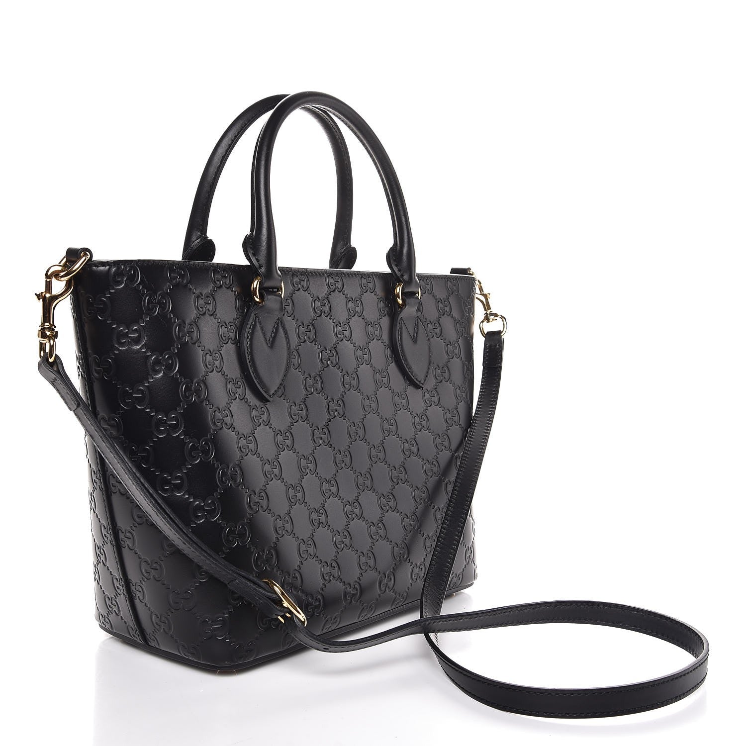 Gucci Guccissima Small Zippered Bucket Tote Black 4 of 8