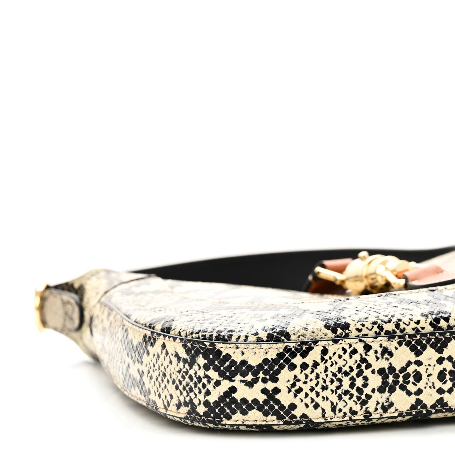 Gucci GG Supreme Monogram Snakeskin Small Jackie 1961 Hobo Beige Ebony 9 of 10
