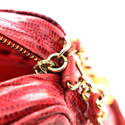 Chanel Lizard Quilted Small Tassel Camera Case Burgundy 12 of 15