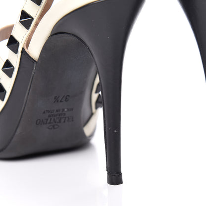 Valentino Garavani Calfskin Rockstud Ankle Strap 100mm Pumps 37.5 Black Light Ivory 14 of 15