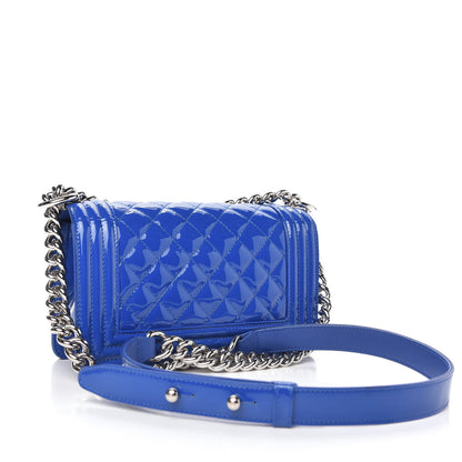 Chanel Patent Calfskin Quilted Small Plexiglass Boy Flap Blue 3 of 10