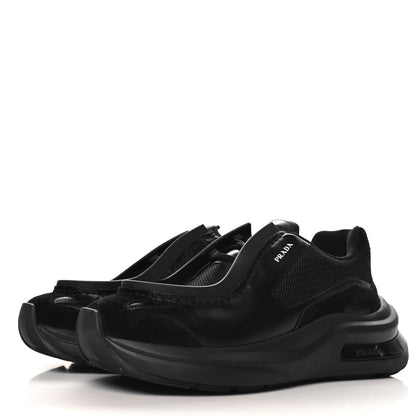 Prada Brushed Calfskin Mens Systeme Sneakers 10 Black 4 of 9