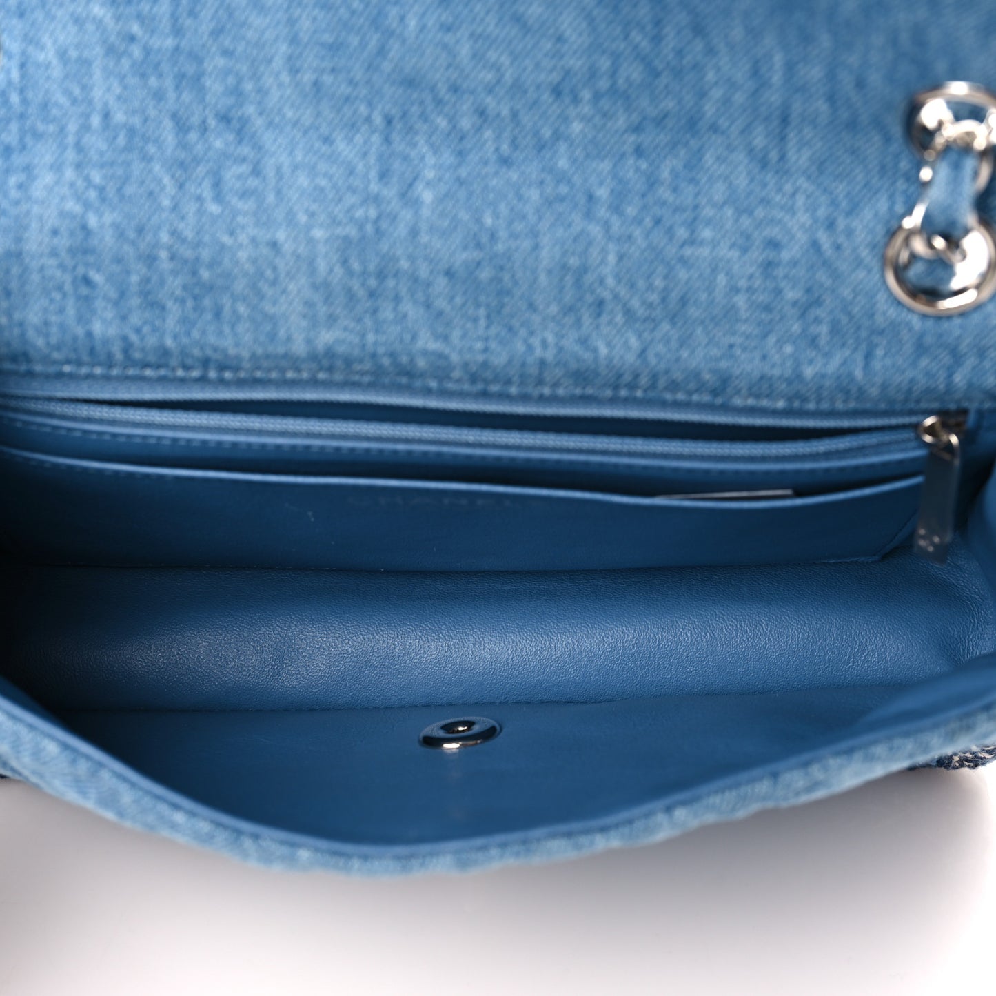 Denim Braided Medium Flap Bag Light Blue