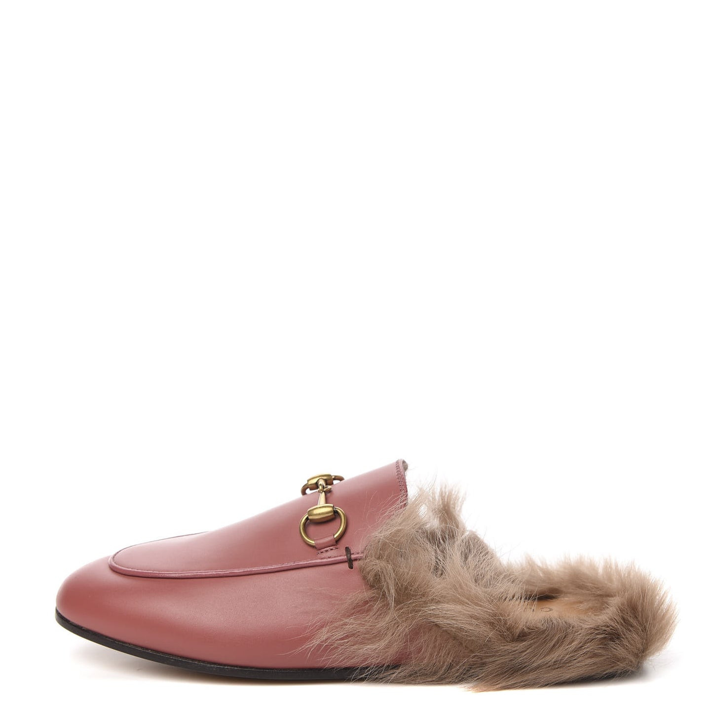 Calfskin Fur Womens Princetown Slippers 35 Lipstick Rose Natural
