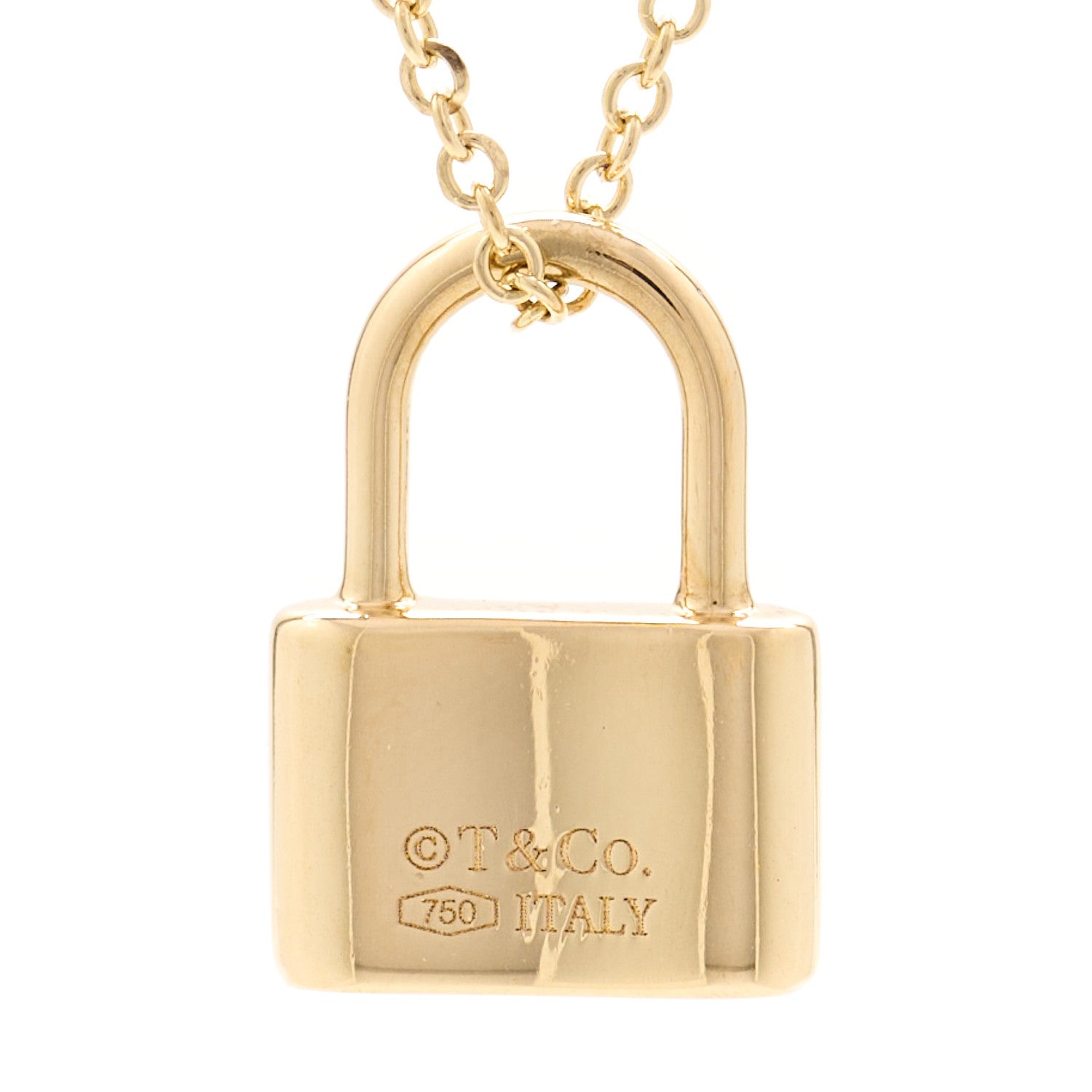 Tiffany 18K Yellow Gold 1837 Padlock Pendant Necklace 4 of 5