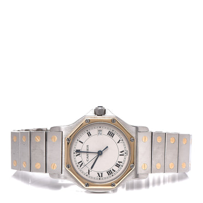 Cartier Stainless Steel 18K Yellow Gold 29mm Santos Octagon Quartz Watch 3 of 10