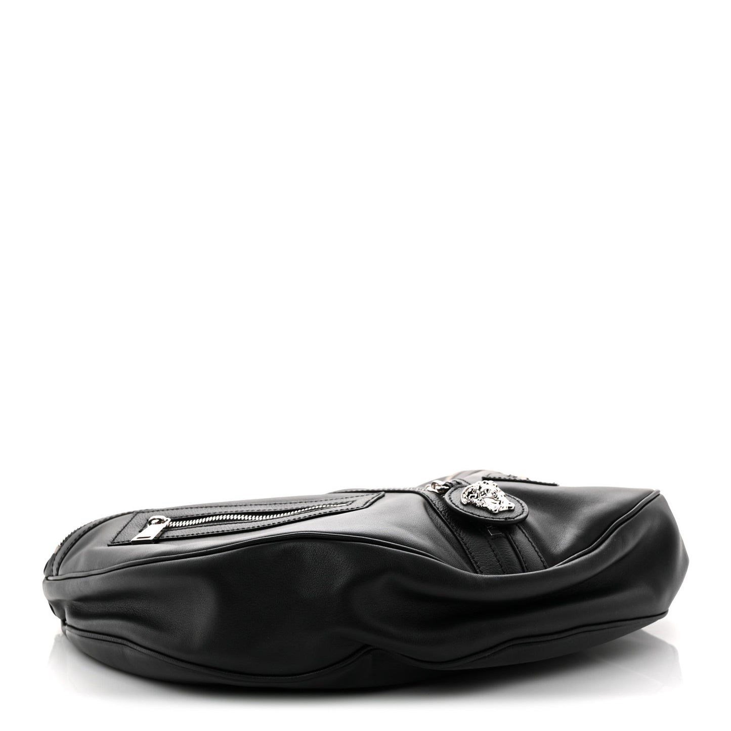 Calfskin Small Repeat Zip Hobo Black