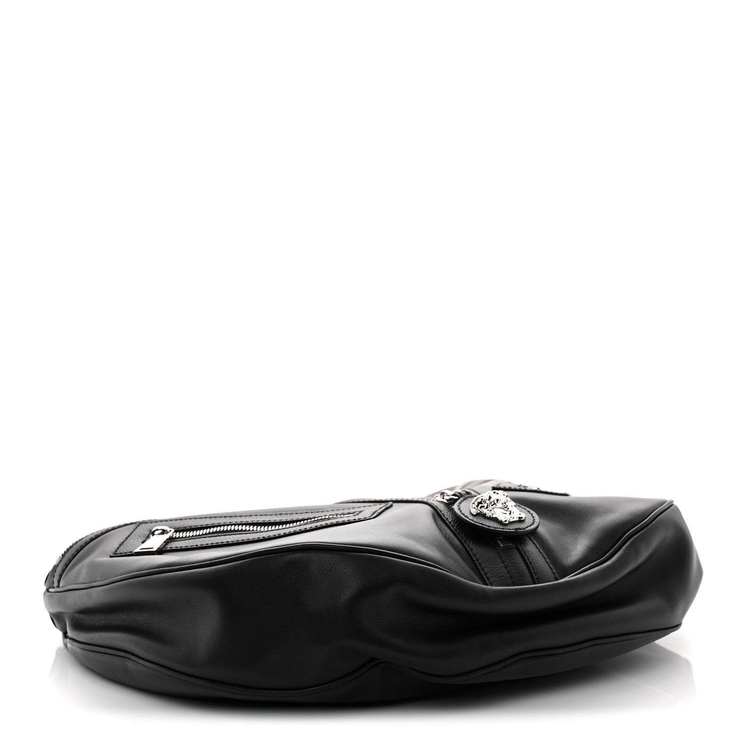 Versace Calfskin Small Repeat Zip Hobo Black 4 of 10